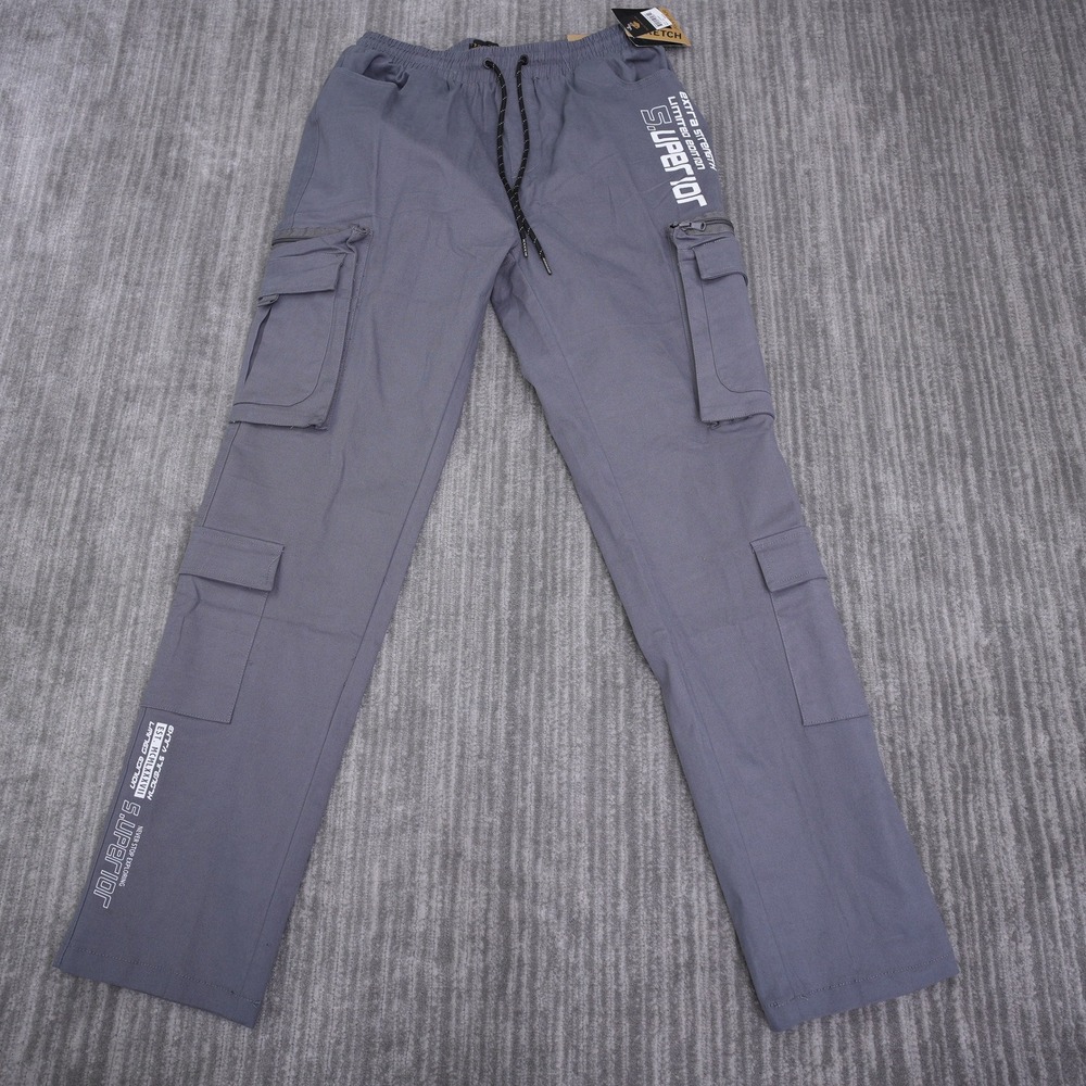 Rocawear Mens Cargo Pants Charcoal Grey Superior Graphic Joggers Large‎ NWT